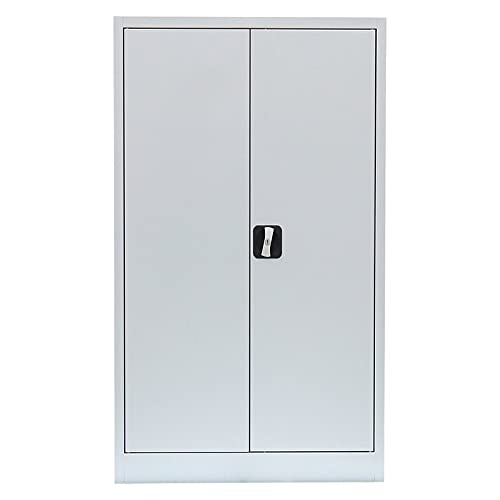 Flügeltürenschrank komplett montiert Metallschrank abschließbar grau 120x80x38cm 2 Fachböden Lagerschrank Aktenschrank Werkstattschrank 530290