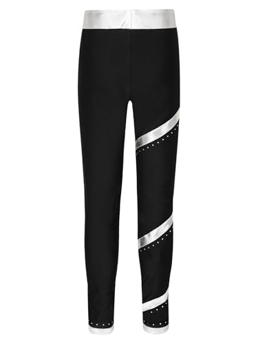 Kids Girls Sparkle Figure Skating Pants Workout Yoga Fitness Practice Leggings Spiral Dance Tights4