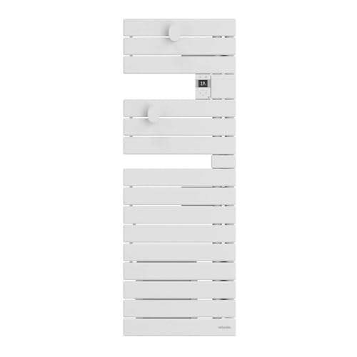 Radiateur sèche-serviettes électrique connecté Wifi Nefertiti - 500W - Mât à droite - Blanc carat
