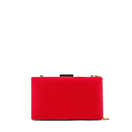 MODELISA   Bolso Clutch Rectangular Cartera De Mano Fiesta Boda Noche Evento Ceremonia Mujer (Rojo)