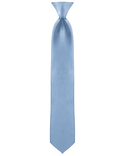 boxed-gifts Clip on Ties for Men - Premium Baby Blue Solid Color Clip on Tie
