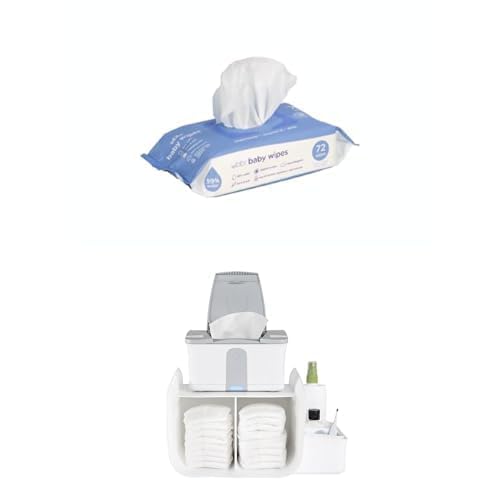 Ubbi Fragrance-Free Baby Wipes, 99% Water Based, Plant Based Wipes, Hypoallergenic for Sensitive Skin with Chamomile, Vitamin E &amp; Aloe, EWG Verified, 1 Pack (72 Wipes Total) + Diaper Caddy Organizer,