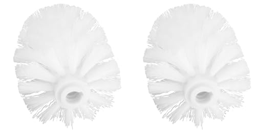 Lot de 2 têtes de brosse WC antibactériennes blanches de rechange à visser sur port fileté de 12 mm avec poils rigides durables pour salle de bain et...