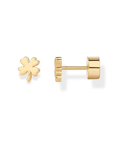 PAVOI 14K Yellow Gold Plated 925 Sterling Silver Posts Dainty Emoji Screwback Earrings for Women | Dainty Helix Cartilage Piercing Jewelry | Clover Flatback Stud Earrings
