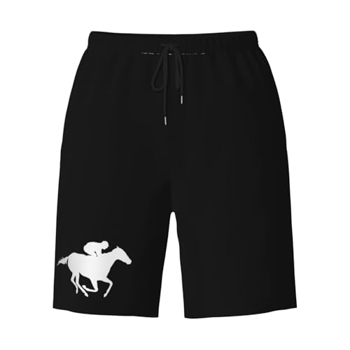 Horse Racing Silhouette Men's Quick-Dry Board Shorts 7" - Swim Trunks Summer Hawaii Beach2