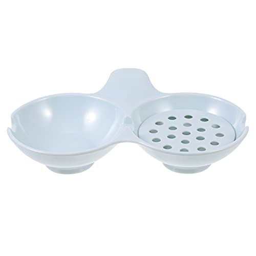 Hemoton Jewelry Tray Dual Sauce Dish Small Dish Set Bowls Mini Dipping Sauce Bowls Saucers Ramekins Plate Tasting Seasoning Vinegar Sushi Salad Soy Sauce Wasabi Oil Blue Cookies Tray