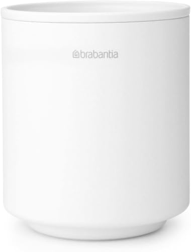 Image of Brabantia Mindset Toothbrush & Toothpaste Holder (Mineral Fresh White) Multiple Brush, Paste, Electric Toothbrush Storage Pot Container for Bathroom Washbasin (3.2 x 3.2 x 3.7) (Pack of 6)