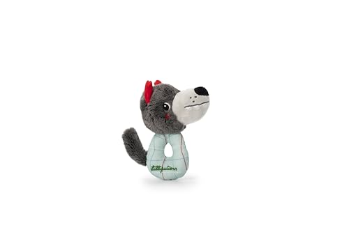Lilliputiens - Mini hochet Louis le Loup - Jouet d’éveil sensoriel pour bébé - Stimule la vue, l’ouïe et la motricité - Idéal dès la naissance -...