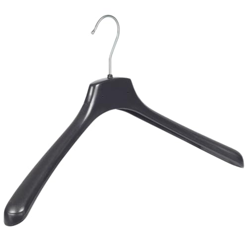 Cintre à vêtements, Robe, Manteau, Veste, Lot de 10 pièces, Plastique, Noir, Épaules Larges, Crochet tournant à 360°, 46 cm (FR46_00/10)
