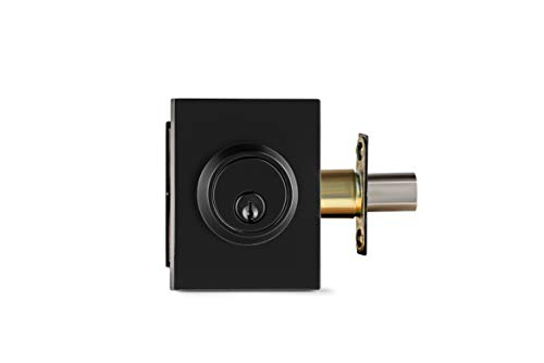 Image of Berlin Modisch HandleSet Front Door Entry Handle and Deadbolt Lock Set Slim Square Single Cylinder Deadbolt and Lever Reversible for Right & Left Sided Doors Heavy Duty - Iron Black Finish