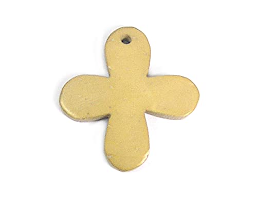 Pendentif en bois trèfle de qualité supérieure finition cirée ocre 25 mm