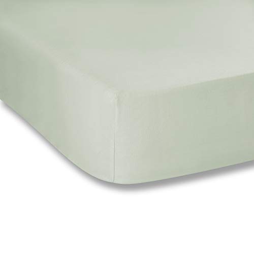 Plain Dyed Cotton Percale 200TC Fitted sheet 160 x 200 cm verde