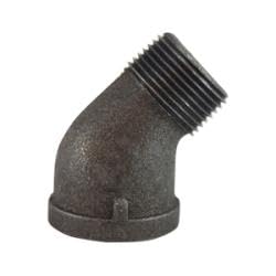 MIDLAND INDUSTRIES 65200 45 deg Street Elbow, 1/8 in MPT x 1/8 in FPT, Iron, Black, 150 lb