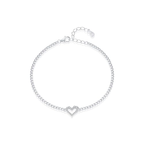 VVS1 Clarity Moissanite S925 Sterling Silver Heart Bracelet – Elegant & Luxurious Moissanite Jewelry