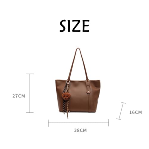 Hixingo Sac à Main Femme Grand Mode, Sac Fourre Tout en Cuir Classique Vintage Sac Epaule Rétro avec Poignée Supérieure pour Le Travail Shopping Party Voyage (Café,38 * 27 * 16cm) – vue 4