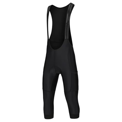 Culotte con Tirantes para Ciclismo Hombres 2 Bolsillos 3/4 Ciclismo Bib Shorts Verano Primavera Otoño Pantalones de Bicicleta Ropa(Black,S)
