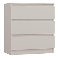 WHATSIZE ENTERPRISE Small Chest of Drawers – Sleek & Scratch Resistant 3 Drawer Bedside Cabinet – Multipurpose Hallway Storage Unit with Soft Closure – Easy to Assemble Cashmere Chest of Drawers