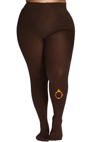 Image of MERYLURE Plus Size Fleece Lined Tights, Warm Winter Thermal Pantyhose Women, Queen Thick High Waisted Opaque Leggings