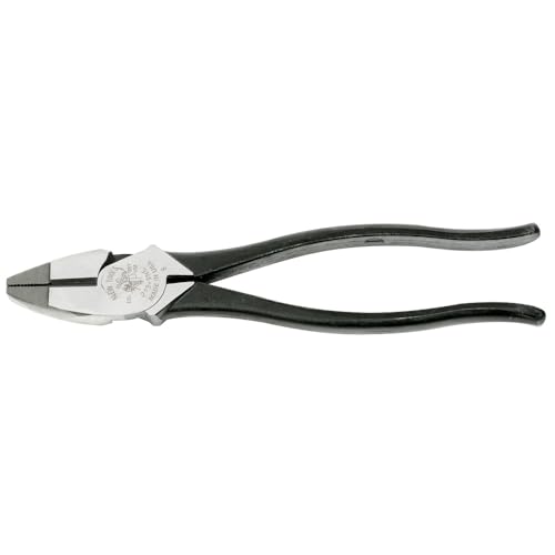 Klein Tools 213-9NE High Leverage Side-Cutting Pliers with Knurled Jaws, Made in USA, Handle Tempering and Induction Hardened Knives