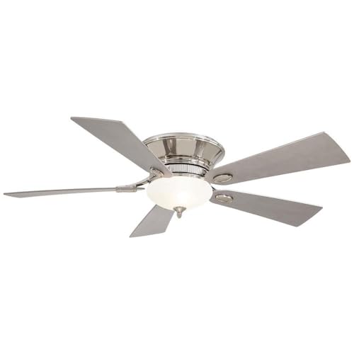Minka Aire F711-PN Delano - 52 Inch Flush Mount Ceiling Fan, Polished Nickel Finish with Silver Blade Finish with White Frosted Glass