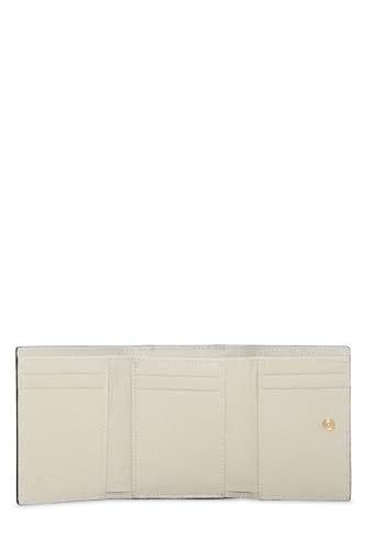 Pre-Loved Beige Leather Compact Wallet, White4