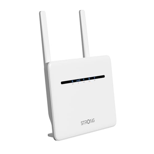 Strong AC1200 Dual Band 4G Router 4G+ Cat6 up to 300Mbps Unlocked LTE Router with SIM Card Slot Gigabit LAN/WAN Ports Vertical Space-Saving Design 2 External Antennas Plug & Play Secure Network