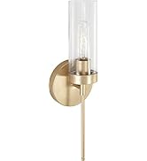 Austin Allen AA1016SF Riley Modern Clear Glass Wall Sconce, 1-Light 100 Watt, 17"H x 5"W, Soft Gold
