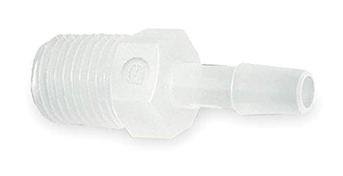 Eldon James A4-6NK Natural Kynar Adapter Fitting, 1/4-18 NPT to 3/8" Hose Barb (Pack of 10)