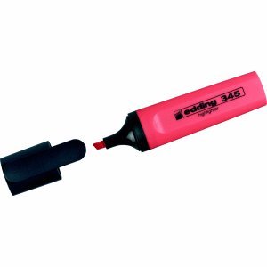 10 x Rotulador Edding 345 Highlighter Rojo Punta Biselada
