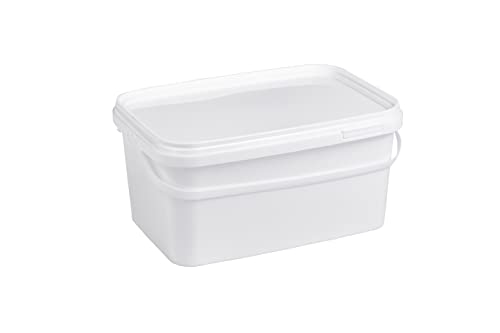 Nipter Seau avec Couvercle 3l, Seau rectangulaire, Seau en Plastique Blanc, qualité Alimentaire, 5 pièces