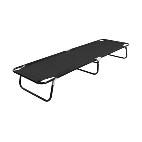 RVtiooy Folding Sun Lounger Black Steel 1Ps Easy to install