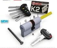 Securemme K2 Round Metal Cylinder Lock with 5 Keys / Size 30/30