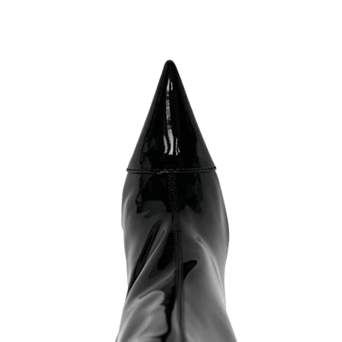 Image of Arqa Knee High Boots for Women Wide Calf 4 in Stiletto High Heel Metallic Boots Winter Chrome Zipper Long Boots Dressy Party Shoes