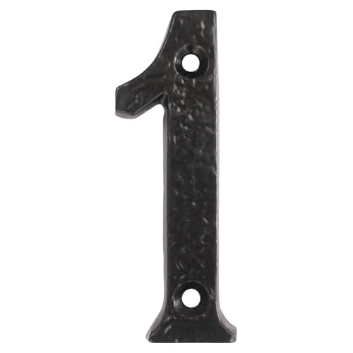 Image of UAP Cast Iron 4" House Number 1 Screw Fix Front Door Rustic Address Plate Black