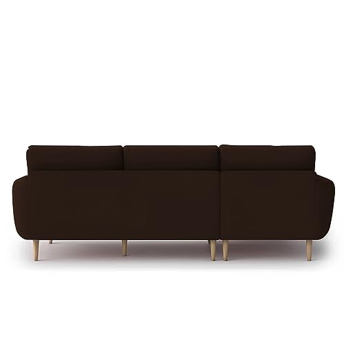 Image of BRAXTON Lindel LHS 4 Seater L Shape Sofa Set for Living Room (Brown) Premium Velvet Fabric Sofa