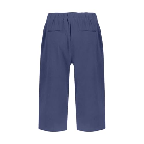 Capri Pants for Women Bermuda Shorts High Waisted Wide Leg Cropped Linen Pants Casual Palazzo Shorts with Pockets3