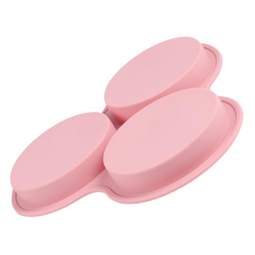 TOVINANNA Molde de Silicona Cilíndrico para Pasteles y Chocolate Molde Antiadherente para Repostería DIY Diseño de Tres Cavidades Redondas y Postres Color Rosa