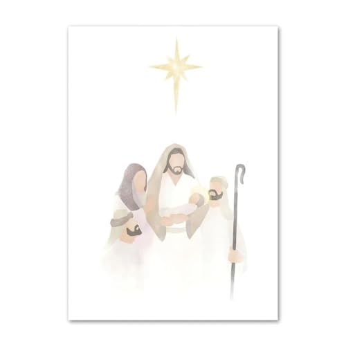 Yimesoy Arte De Pared De Acuarela, Retrato De Jesús, Abrazo De Cristo, Lienzo Impreso Cristiano, Pintura, Póster Nórdico, Imágenes Decorativas Para Sala De Estar A8 50X70Cm Sin Marco