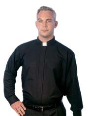 mds 5000 Tab Long Sleeves Black Clergy Shirt