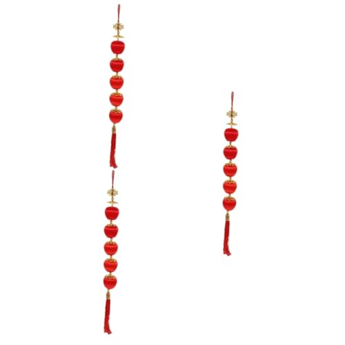 TOPBATHY 3 Piezas Strudel de Manzana Adornos Colgantes Feng Shui Caliente con ratán Aire decoración casa New Year Decorations Colgantes de Estilo Chino Colgante de año Nuevo paño Rojo