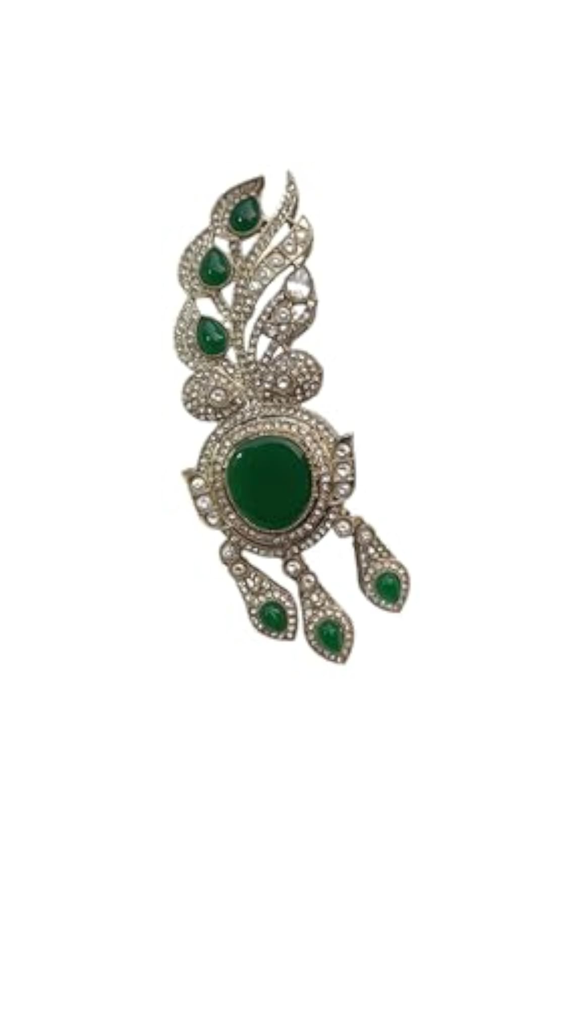Groom Kalgi with Green Stone Peacock Brooch, Traditional Wedding Ornament