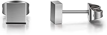 TGNEL G23 Titanium Earrings Studs Square Hypoallergenic Earrings for Women Men Sensitive Ears, Dainty Brushed Matte Mens Earrings Pure Titanium Earrings Valentine's Day Birthday Jewellery Charms