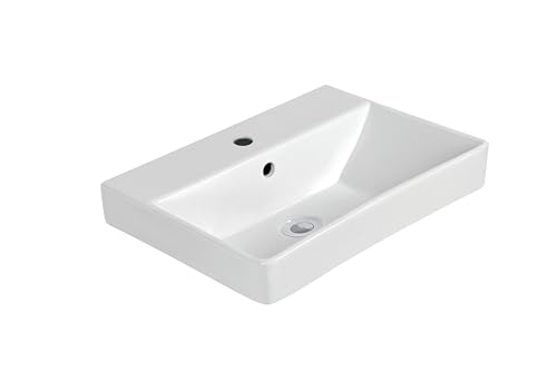 sanicomfort Waschbecken OPIA, eckig, 60 cm, Waschtisch aus Sanitärkeramik, weiß