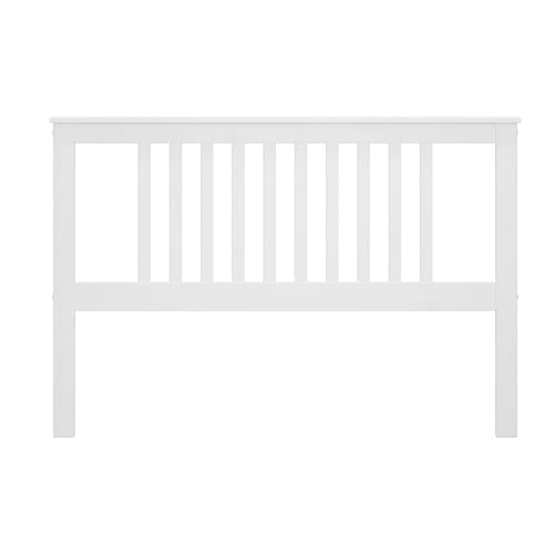 MOBLIT Cabecero de Cama Serie Tabac de Madera de Pino Macizo, Cabecero para Somier 135 cm, Acabado Blanco Lavado, Diseño Robusto y Funcional para Dormitorio