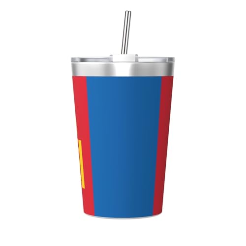 Termo de viaje con diseño de bandera de Mongolia, botella de agua deportiva a prueba de fugas para coche portátil