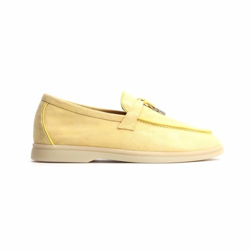 Image of XOBZJH Women's Leather Suede Loafers Flats - Slip-On Penny Loafers with Soft, Comfortable Driving & Dress Shoes for Casual Office Work All Day