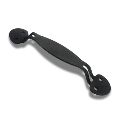 Image of 9 Inch Oval Tapered Barn Door Handle - Black Cast Iron Pull for Sliding Doors, Gates, Sheds, Fences, Closets - Indoor Outdoor Farmhouse Hardware