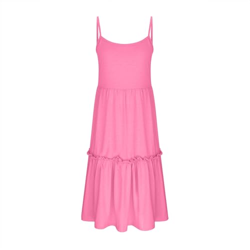 Girls Colorblock Tie Back Dress Spaghetti Strap Ruffle Hem Casual Summer Swing Beach Sundress for 4-15 Years4