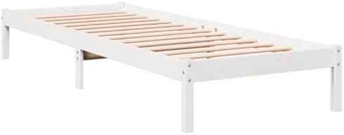 vidaXL Extra Long Bed Frame - White Solid Pine Wood 90x220 cm - Single Bed Frame with Sturdy Legs and Slats for Optimal Support - Ideal for Bedroom