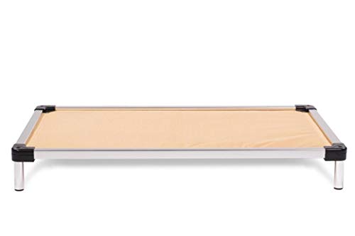 K9 Ballistics Chew Proof Armored Elevated Padded Dog Crate Bed Dog Bed, Chew Resistant Indestructible Dog Cot, Large, Medium, Small Sizes for Dogs Who Chew Their Beds (29"x18"x3.5", Tan)